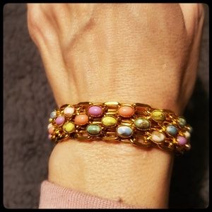 Goldtone and pastel stone bracelet